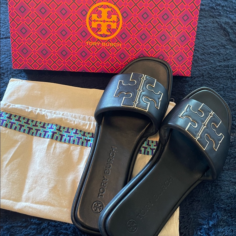 Tory Burch Double T Sport Slide - Black